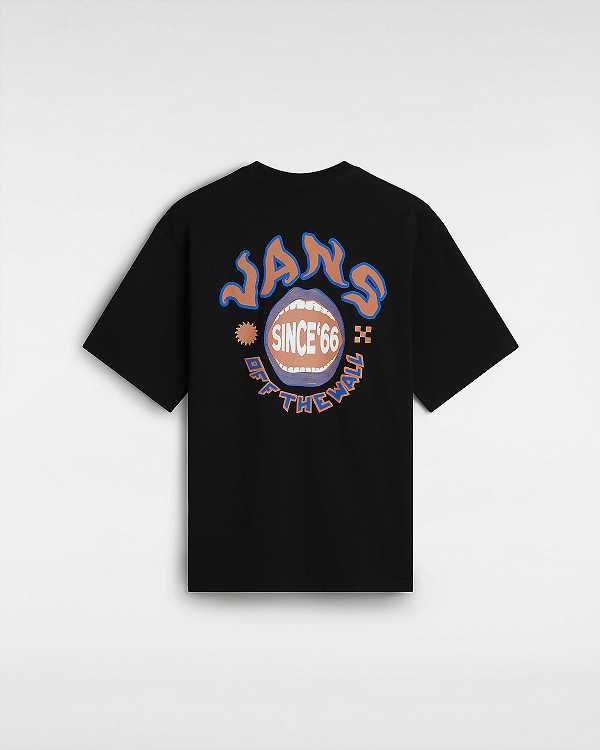 Black Men Vans Open Mouth Loose T Shirts Canada | VN2603457