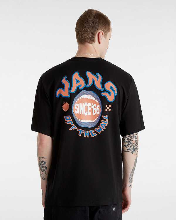 Black Men Vans Open Mouth Loose T Shirts Canada | VN2603457