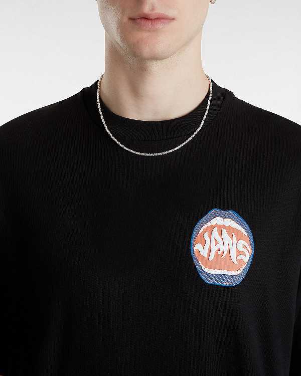 Black Men Vans Open Mouth Loose T Shirts Canada | VN2603457