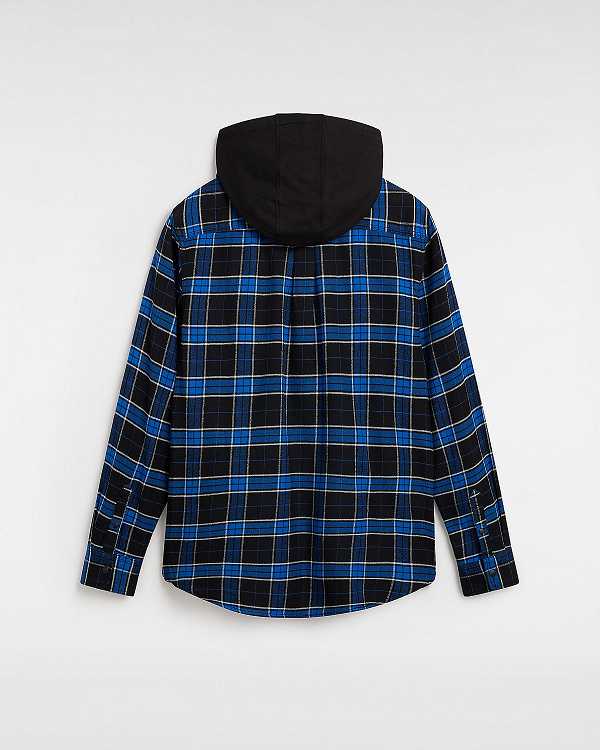 Black Men Vans Parkway Hooded Long Sleeve Shirts Canada | VN2437960