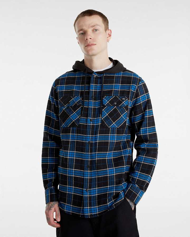 Black Men Vans Parkway Hooded Long Sleeve Shirts Canada | VN2437960