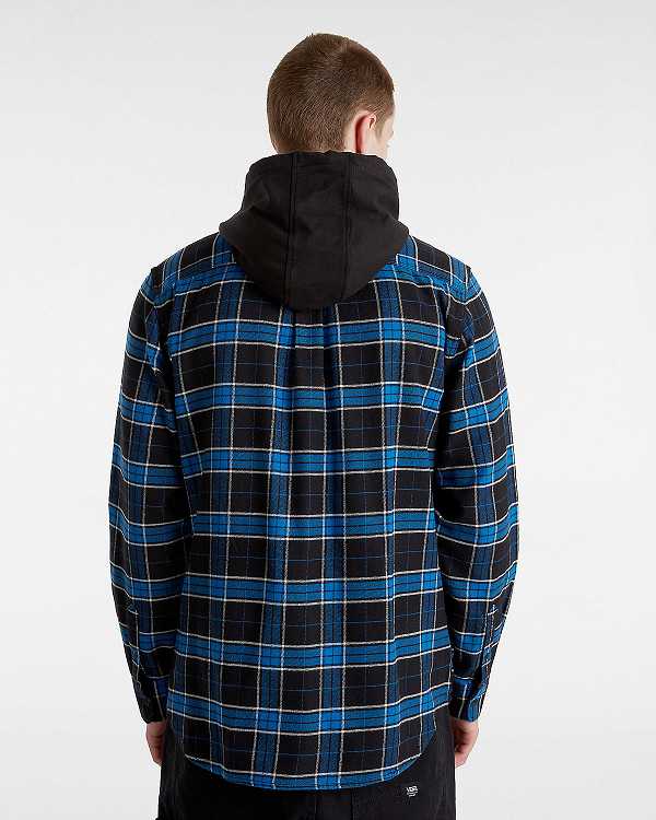 Black Men Vans Parkway Hooded Long Sleeve Shirts Canada | VN2437960