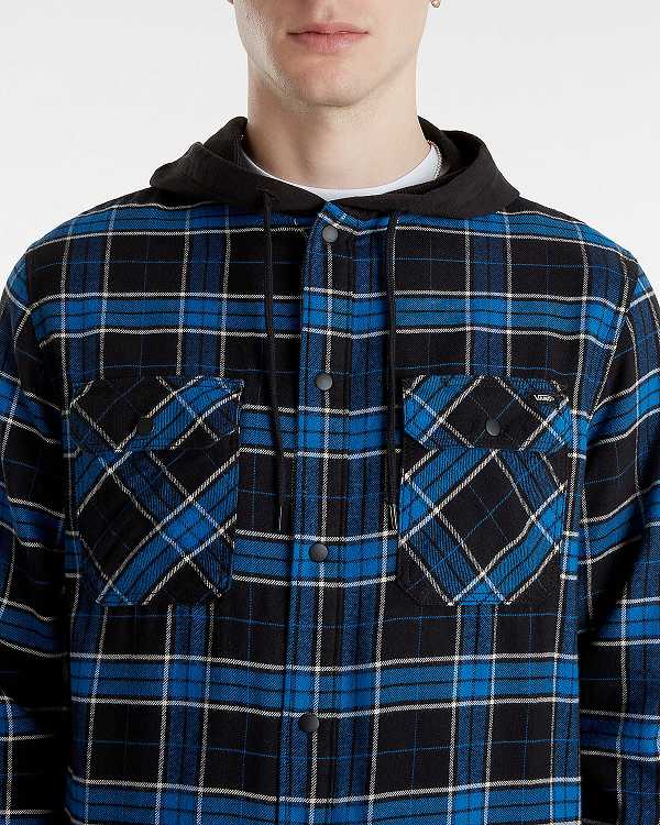 Black Men Vans Parkway Hooded Long Sleeve Shirts Canada | VN2437960