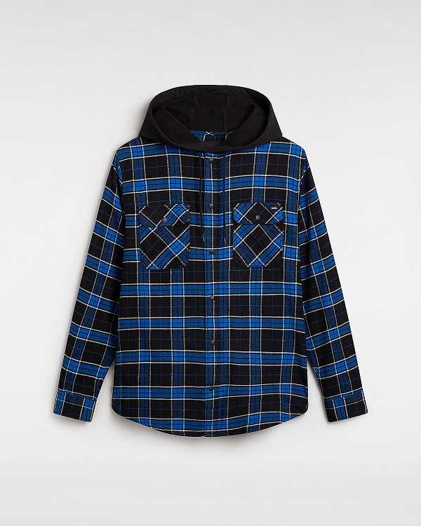 Black Men Vans Parkway Hooded Long Sleeve Shirts Canada | VN2437960