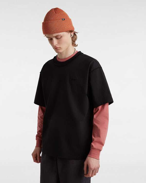 Black Men Vans Premium Logo T Shirts Canada | VN4958107