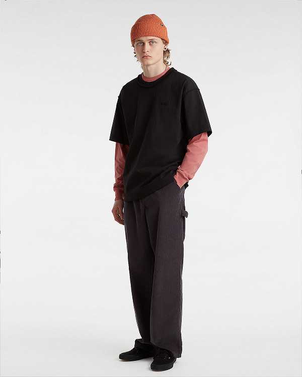 Black Men Vans Premium Logo T Shirts Canada | VN4958107