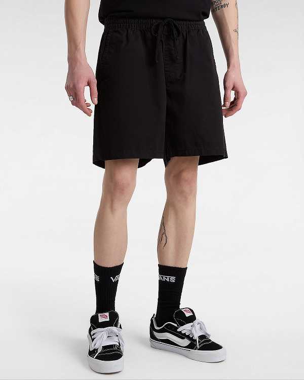 Black Men Vans Range Relaxed Elastic Shorts Canada | VN7954086