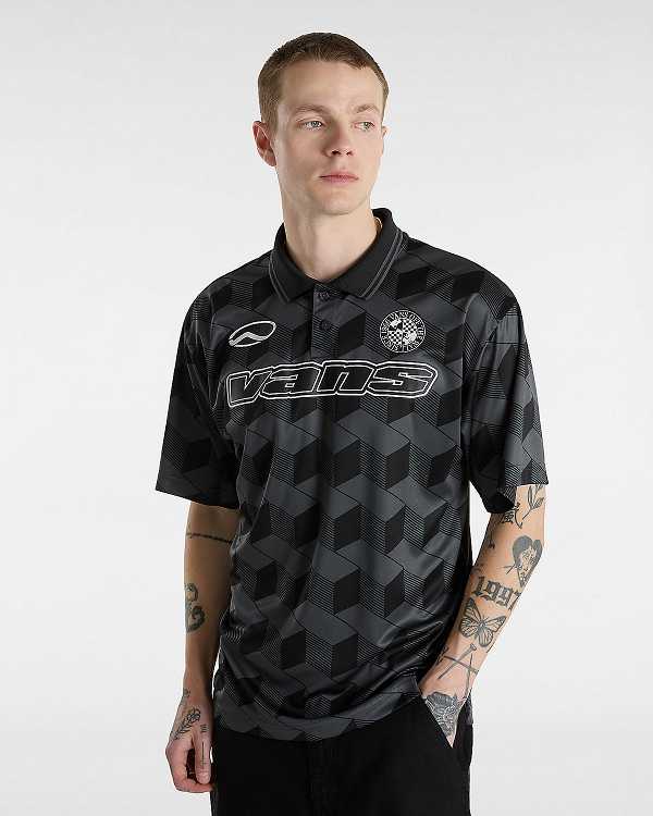 Black Men Vans Rigsby Soccer Polo Shirt Canada | VN9076385