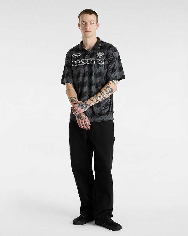 Black Men Vans Rigsby Soccer Polo Shirt Canada | VN9076385