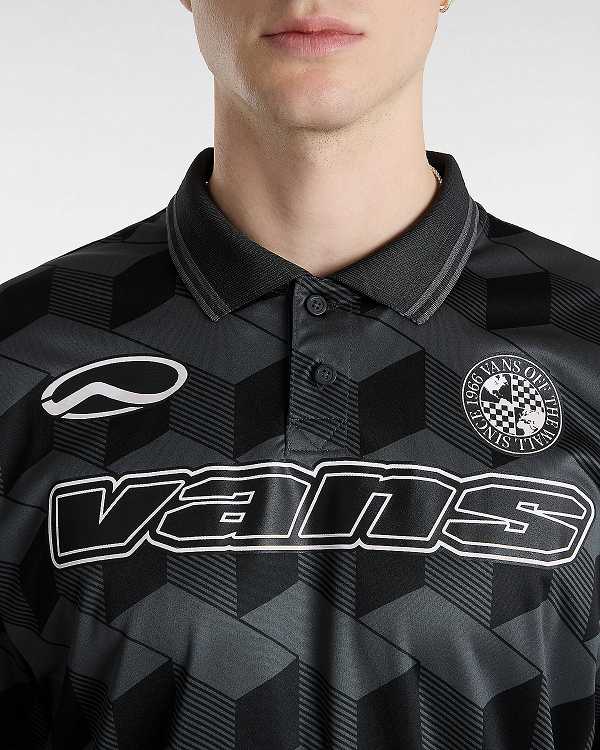Black Men Vans Rigsby Soccer Polo Shirt Canada | VN9076385