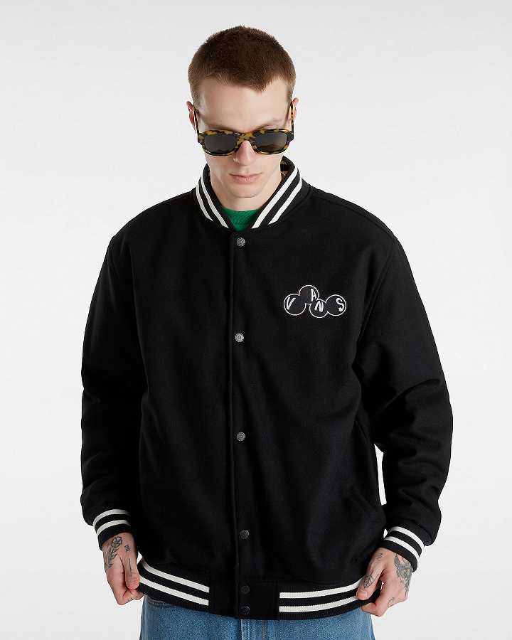 Black Men Vans Scuttle Baseball Jacket Canada | VN9420876