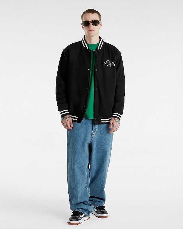 Black Men Vans Scuttle Baseball Jacket Canada | VN9420876
