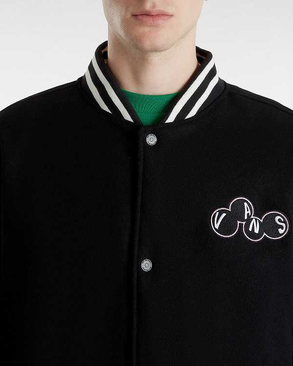 Black Men Vans Scuttle Baseball Jacket Canada | VN9420876