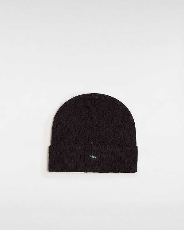 Black Unisex Vans Check Tall Cuff Beanie Canada | VN6912750
