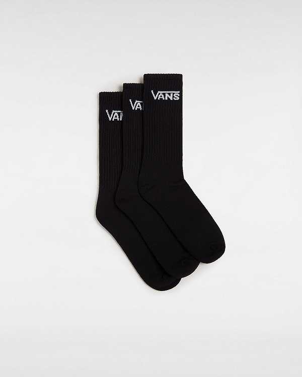 Black Unisex Vans Classic Crew (3 pairs) Socks Canada | VN4512860