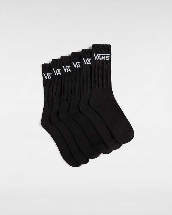 Black Unisex Vans Classic Crew (6 Pairs) Socks Canada | VN5642310