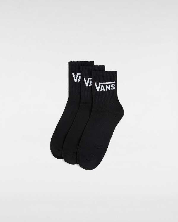 Black Unisex Vans Classic Half Crew (3 Pairs) Socks Canada | VN8043695