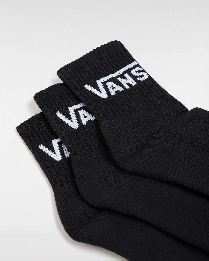 Black Unisex Vans Classic Half Crew (3 Pairs) Socks Canada | VN8043695