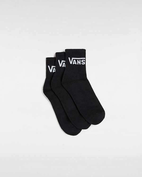 Black Unisex Vans Classic Half Crew (3 Pairs) Socks Canada | VN8043695