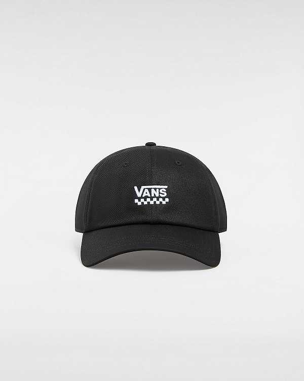 Black Unisex Vans Court Side Curved Bill Jockey Hats Canada | VN4531076
