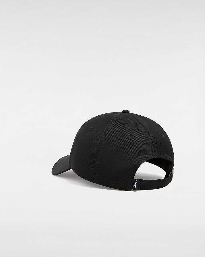 Black Unisex Vans Court Side Curved Bill Jockey Hats Canada | VN4531076