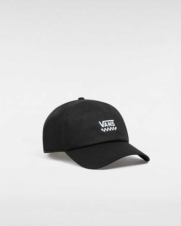 Black Unisex Vans Court Side Curved Bill Jockey Hats Canada | VN4531076