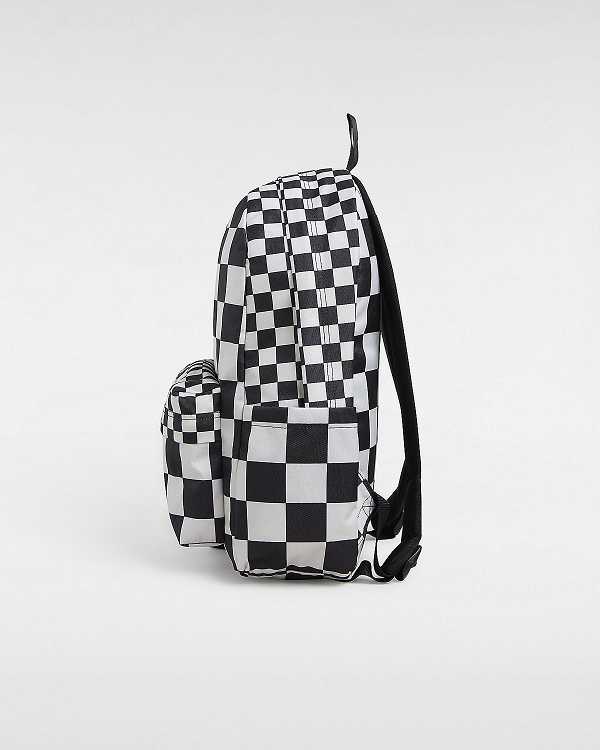 Black Unisex Vans Old Skool Check Backpacks Canada | VN5640813