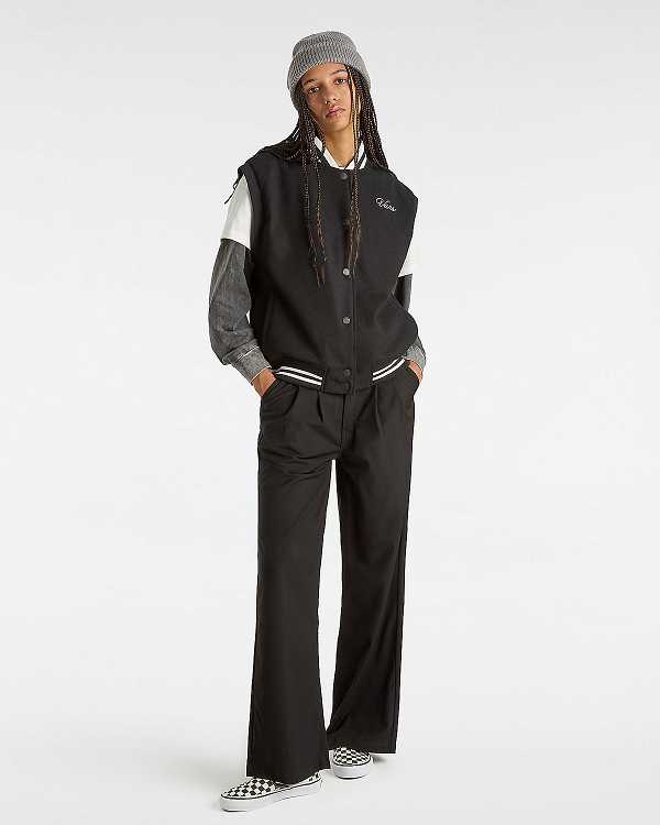 Black Women Vans Alder Relaxed Pleated Pants Canada | VN5967213