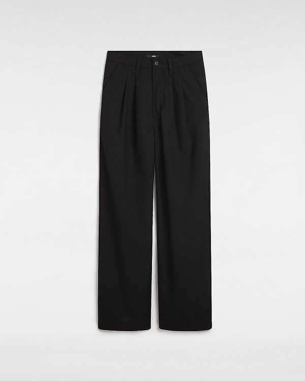 Black Women Vans Alder Relaxed Pleated Pants Canada | VN5967213