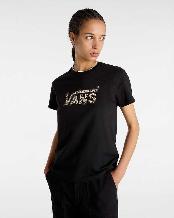 Black Women Vans Animalier Crew T Shirts Canada | VN9186403