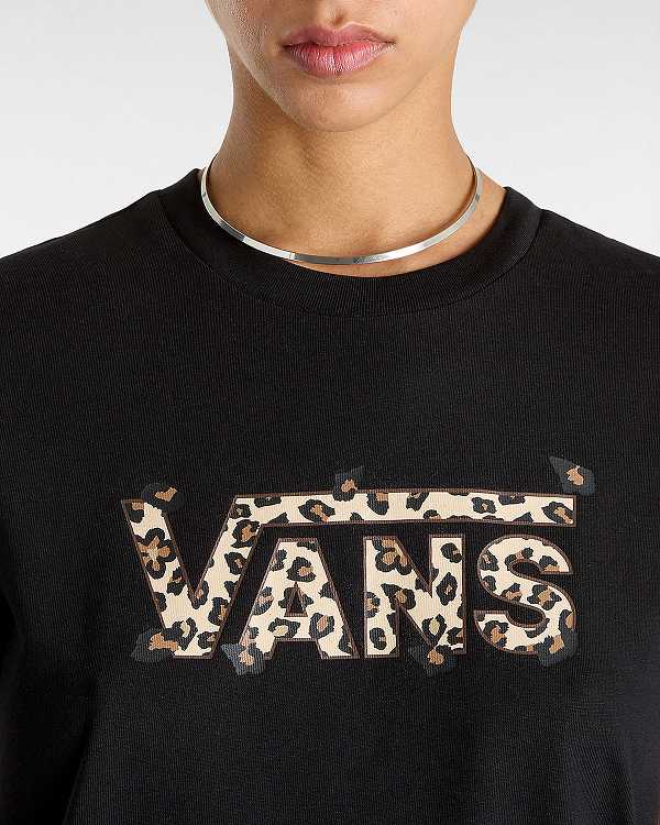 Black Women Vans Animalier Crew T Shirts Canada | VN9186403
