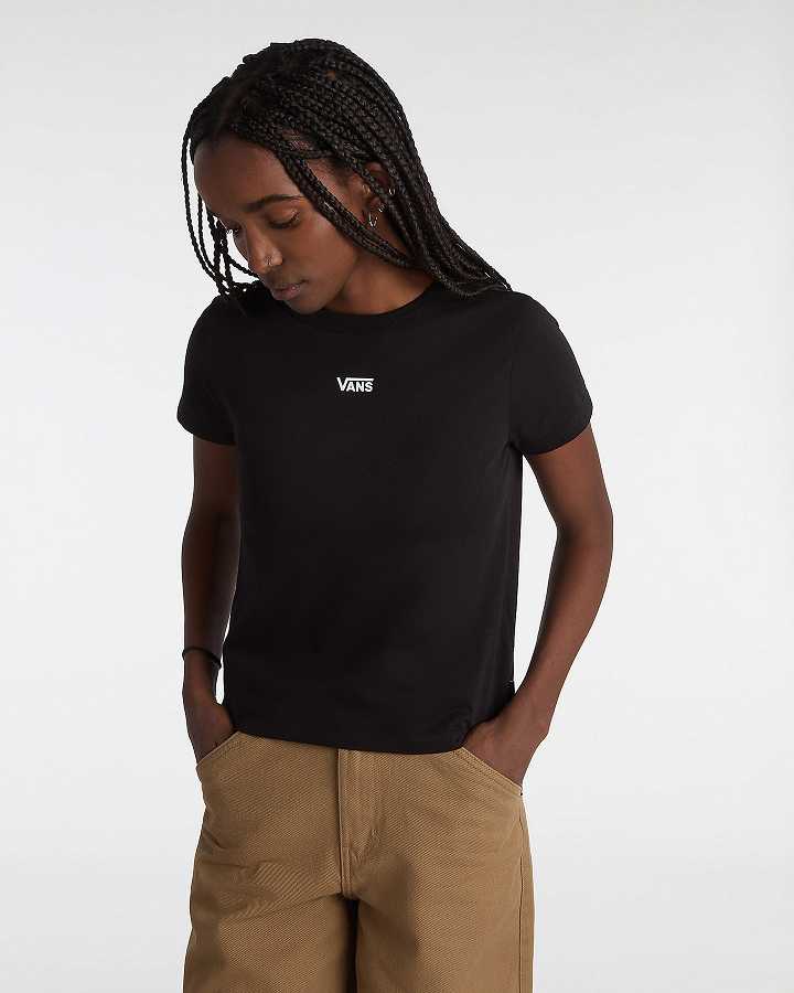 Black Women Vans Basic mini T Shirts Canada | VN2479031