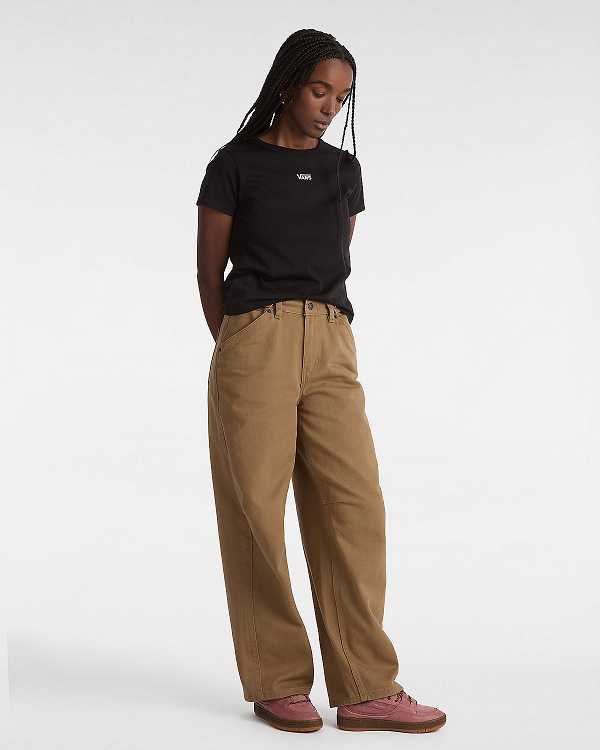 Black Women Vans Basic mini T Shirts Canada | VN2479031