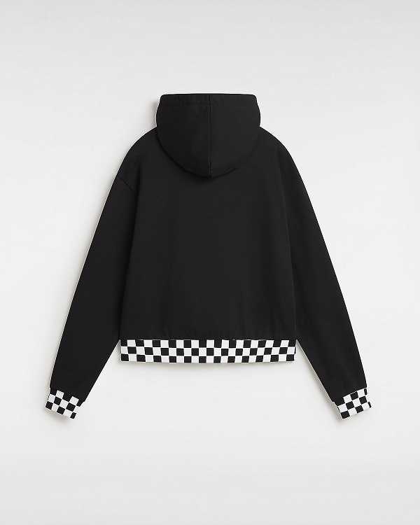 Black Women Vans Boom Boom Check Crop Sweatshirt Canada | VN0261385