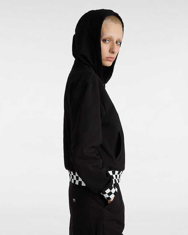 Black Women Vans Boom Boom Check Crop Sweatshirt Canada | VN0261385