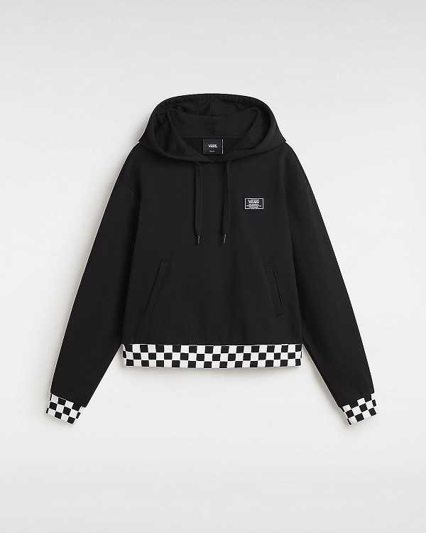 Black Women Vans Boom Boom Check Crop Sweatshirt Canada | VN0261385