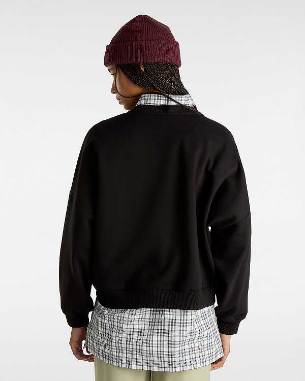 Black Women Vans Boquet Loose Crew Sweatshirt Canada | VN1934708