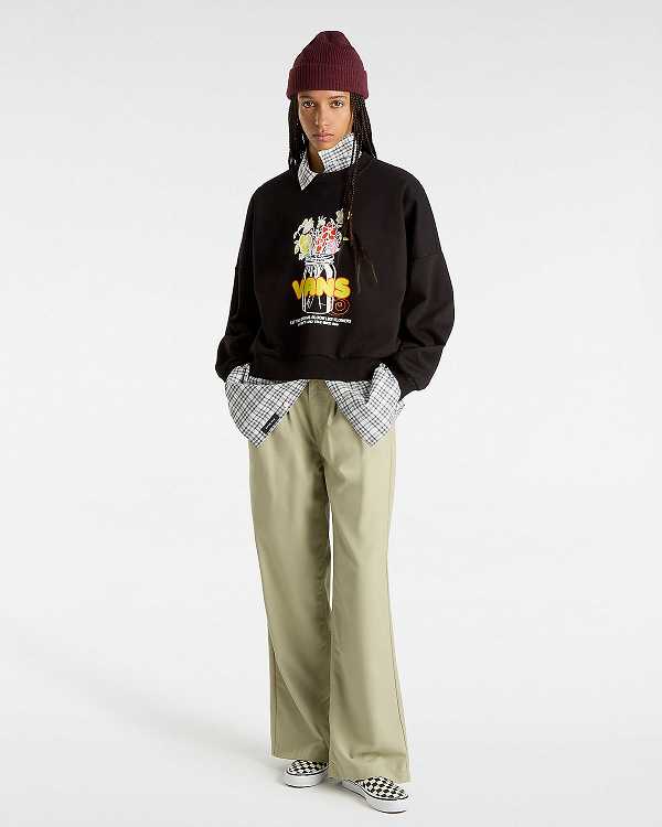 Black Women Vans Boquet Loose Crew Sweatshirt Canada | VN1934708
