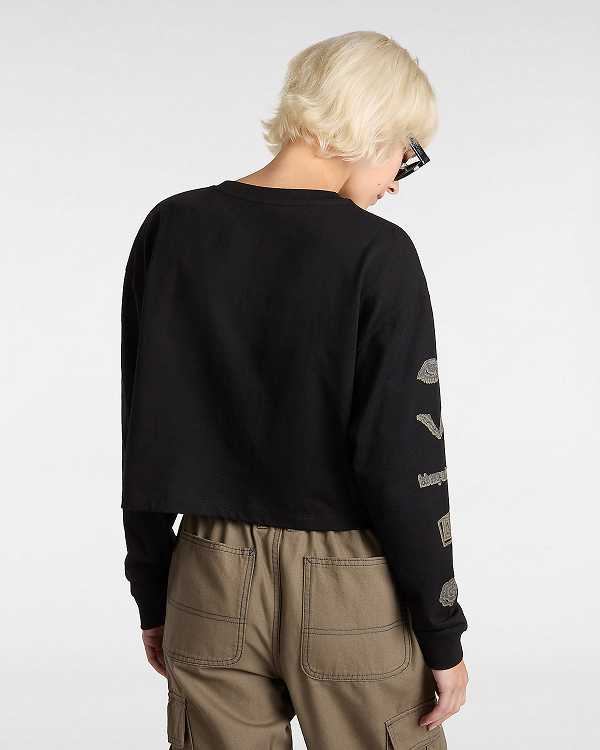 Black Women Vans Breaker Long Sleeve T Shirts Canada | VN4705291