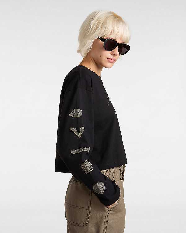 Black Women Vans Breaker Long Sleeve T Shirts Canada | VN4705291