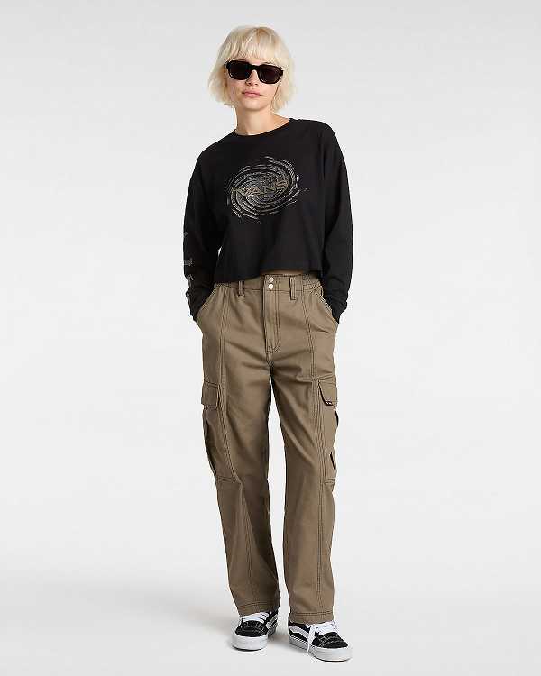 Black Women Vans Breaker Long Sleeve T Shirts Canada | VN4705291