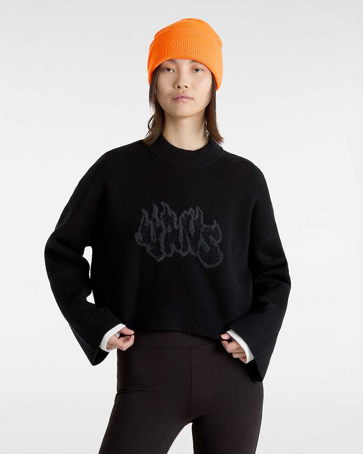 Black Women Vans Cammile Graphic Sweatshirt Canada | VN7095148