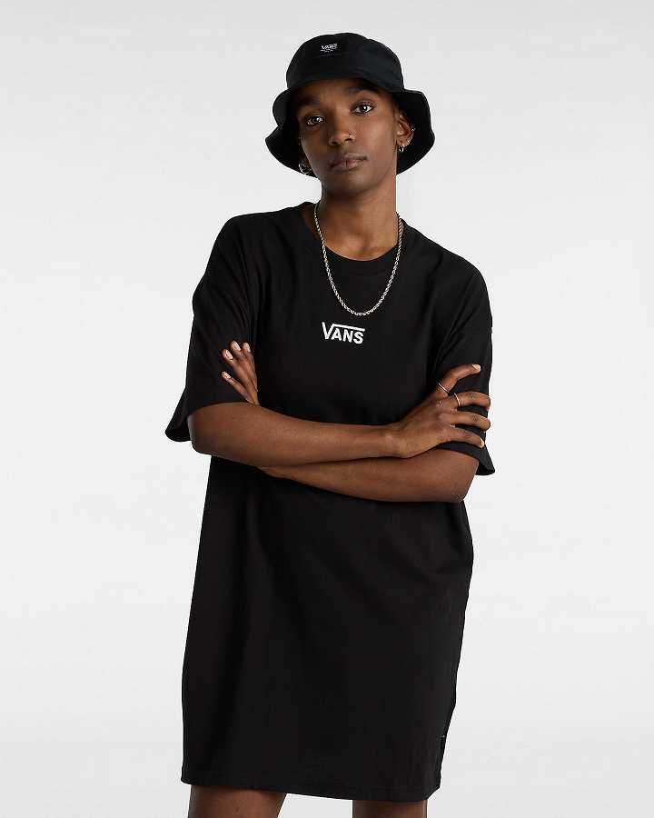 Black Women Vans Center Vee Tee Dress Canada | VN2910368