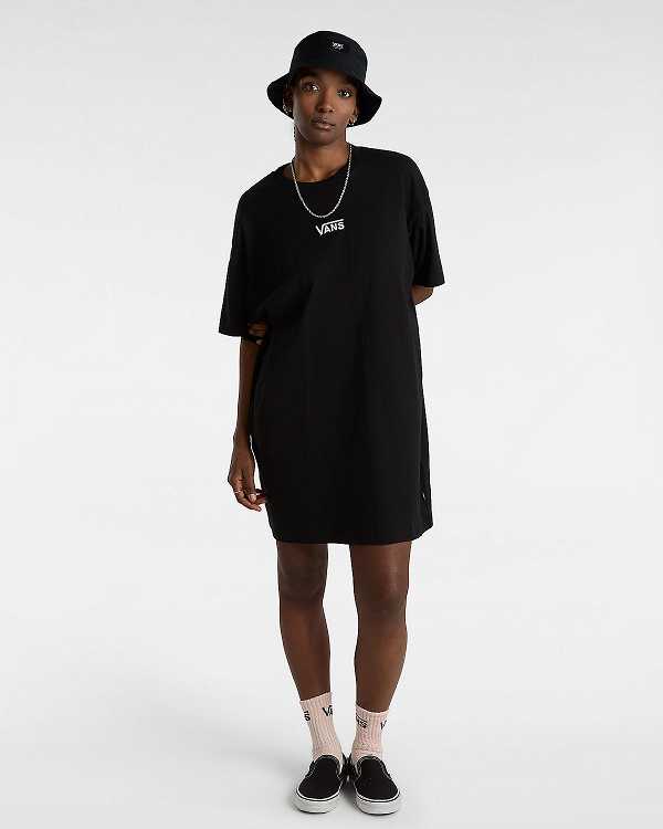 Black Women Vans Center Vee Tee Dress Canada | VN2910368