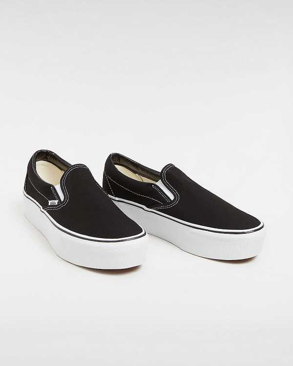 Black Women Vans Classic Slip-On Platform Shoes Canada | VN8207691