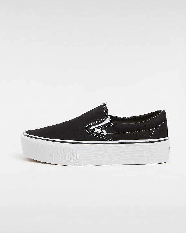 Black Women Vans Classic Slip-On Platform Shoes Canada | VN8207691