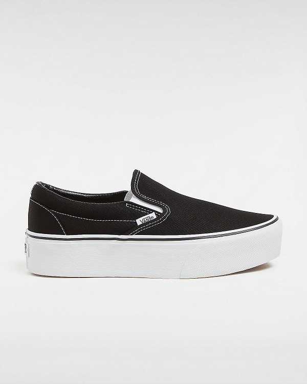 Black Women Vans Classic Slip-On Platform Shoes Canada | VN8207691