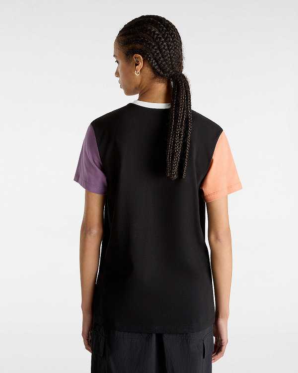 Black Women Vans Colorblock Boyfriend Fit T Shirts Canada | VN0269157