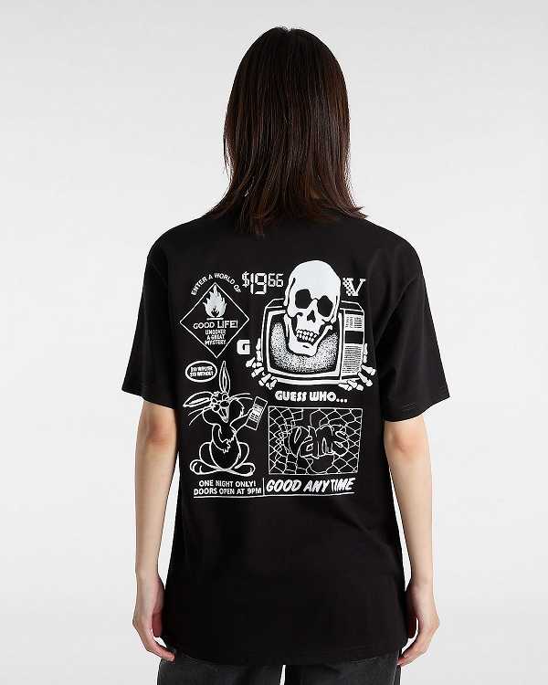 Black Women Vans Crazy Eddy T Shirts Canada | VN2780413