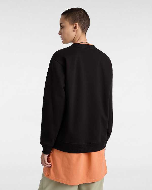 Black Women Vans Damask Crew Sweatshirt Canada | VN0432175